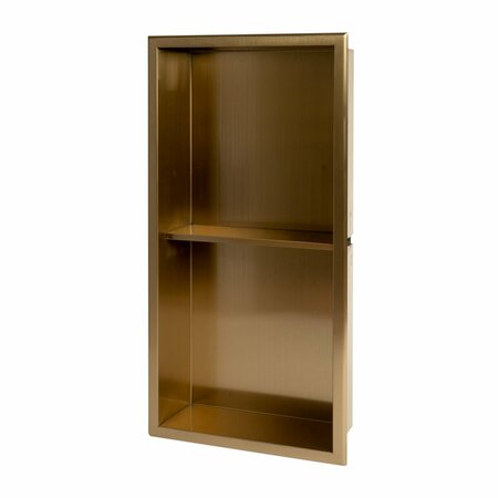 Alfi Brand 12" x 24" Brushed Gold PVD Stainless Steel Vertical Double Shelf Shower Niche ABNP1224-BG